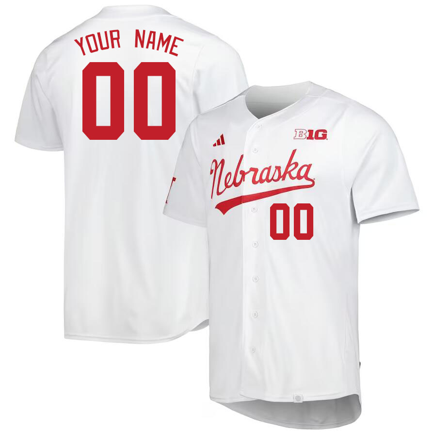 Custom Nebraska Huskers Name And Number College Baseball Jerseys Stitched-White